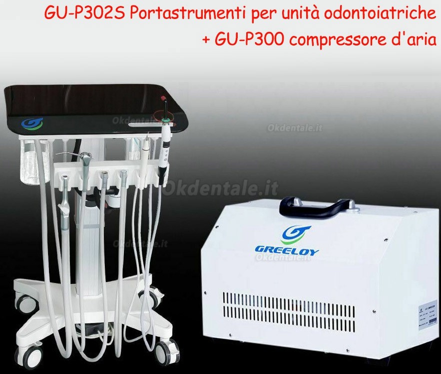 GREELOY® GU-P302S Portastrumenti per unità odontoiatriche + GU-P300 compressore d'aria